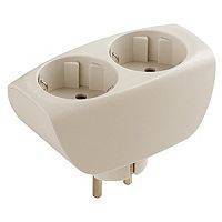 Разветвитель (Тройник) с заземлением плоский ЭРА SP-2e-I 2-м 16А 3500Вт слоновая кость картинка 